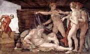 Michelangelo Buonarroti Drunkenness of Noah Sweden oil painting reproduction